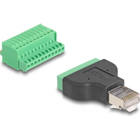 Delock Adaptador de RJ50 macho a bloque de terminales con pulsador