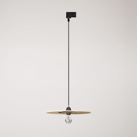 Creative Cables - Suspension sur rail UFO à double abat-jour en bois - Ampoule incluse (1/5)