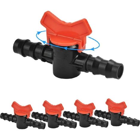 Robinetterie Pour Tube PE - Robinet D Arrêt Et De Régulation De Débit - Diamètre Intérieur 10 Mm - Accessoire D Irrigation Goutte À Goutte - 5 Pièces