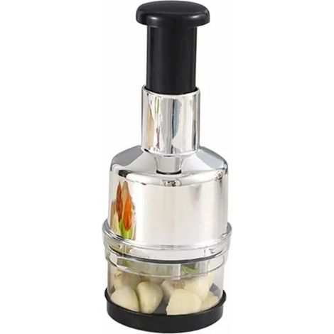 Hachoir à l'ail et à l'oignon, hachoir manuel en acier inoxydable pour légumes, presse-ail manuel pour gingembre, piment, salade, (1/4)