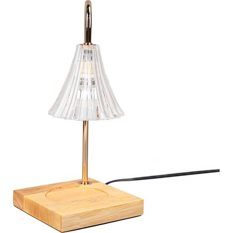 Lampe chauffe-bougie décorative à intensité variable, diffuseur de parfum électrique, avec socle en bois massif, prise UE 220 V et minuterie. (1/5)
