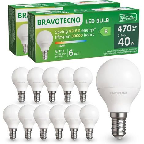 Ampoule LED E14 G45, blanc chaud 3000K, 2,5W, 470lm, classe B, éclairage stable sans scintillement pour L (1/5)