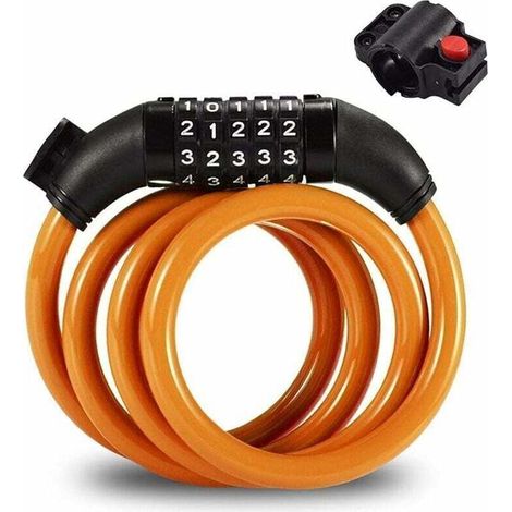 Antivol à Combinaison pour Vélo Câble de Sécurité Spiralé Antivol Câble Spiral Câble Antivol Scooter Cable Antivol Vélo 5 Chiffres,1.2M, pour Vélo Electrique, Skateboard, Poussettes, Tondeuses( (1/4)