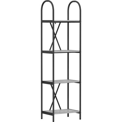 Estante de libros 4 niveles 40 x 30 x 146 cm Gris Sonoma vidaXL (1/5)