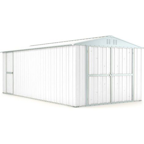 Casetta Box da Giardino in Lamiera di Acciaio Porta Utensili 327x611x235 cm Enaudi Bianco (1/4)