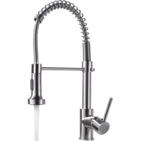 Grifo mezclador de cocina con ducha de 2 salidas Cromo Cepillado (1/4)