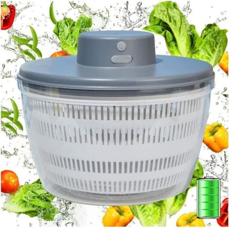 Essoreuse à salade électrique - AJW - 4 L - Rechargeable USB - Bol en matériau alimentaire ABS/PP (1/4)