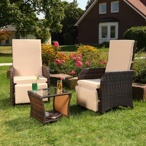 Melko Sitzgarnitur Poly Rattan Gartenset Braun Gartenmöbel Lounge Sessel Tisch  (1/5)
