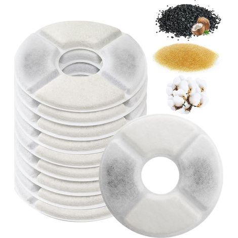 Filtre Fontaine Eau Chat 10PCS Filtres de Remplacement de pour 1,6-2,5L Fontaine Chat Chien Filtres de Rechange avec Charbon Actif et Résine Échangeuse d'Ions (1/5)