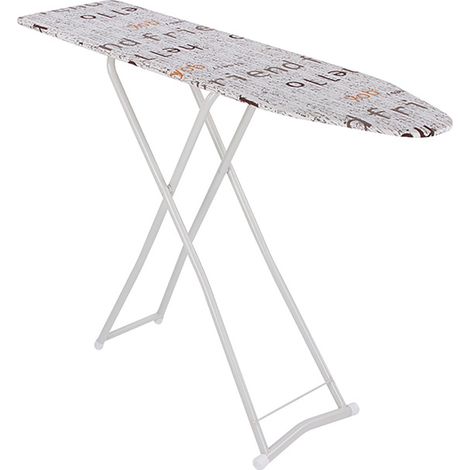 Table à repasser pliante blanche avec support pour fer, pieds en métal de 107 cm de large, accessoires de repassage pour le linge de maison (1/5)