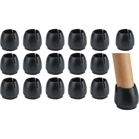 Set di 16 protezioni per gambe di sedie e parquet, Korbi, 17-21 mm, antiscivolo, in silicone/feltro, nere (1/5)