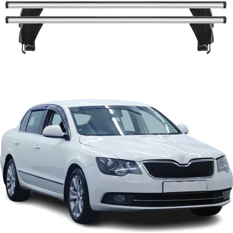 OMAC Dachträger Querträger Alu für Skoda Superb II 2008-2015 – Abschließbar – T-Nut – City-Crash-getestet – Max. 50 kg Silber (1/5)