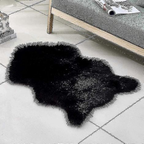 Tapis moelleux en fausse fourrure de mouton pour salon, chambre à coucher, tapis doux et moelleux, décoration intérieure (1/3)