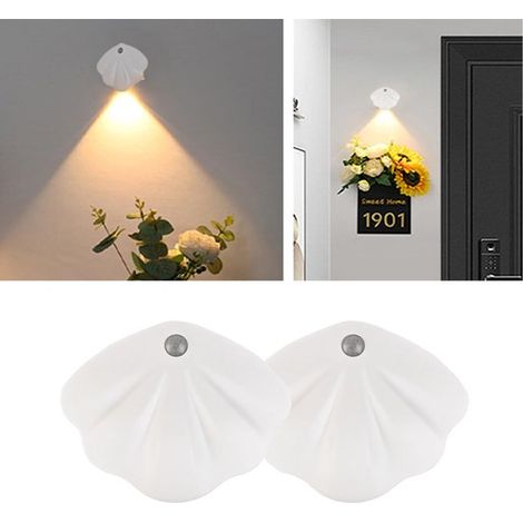 Confezione da 2 luci notturne con sensore di movimento e batteria ricaricabile per uso interno, 3 modalità di illuminazione, lunga durata della batteria, luce magnetica da parete per scale e camera da (1/5)