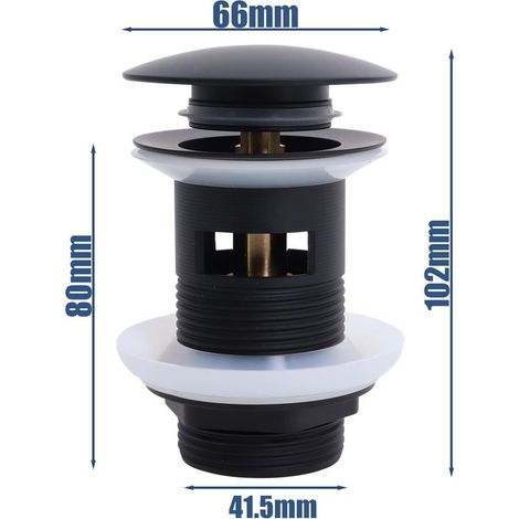 Bonde de vidage universelle pour lavabo - Pop-up avec trop-plein - noir mat (1/5)