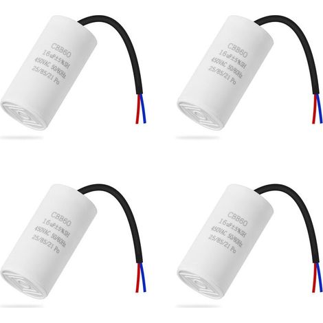 Set of 4 CBB60 Capacitors 450V 16uf 50/60Hz Start Capacitor Motor Capacitor Motor Capacitor Microfarad Capacitor with Wire JALLERIA MUMU (1/4)
