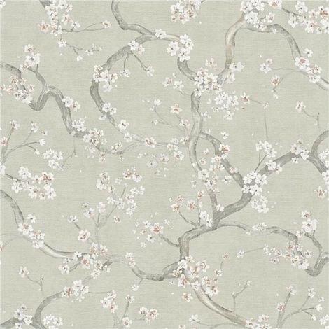 AS Creation Textured Cherry Blossom Sage Wallpaper Botanical Paste The Wall