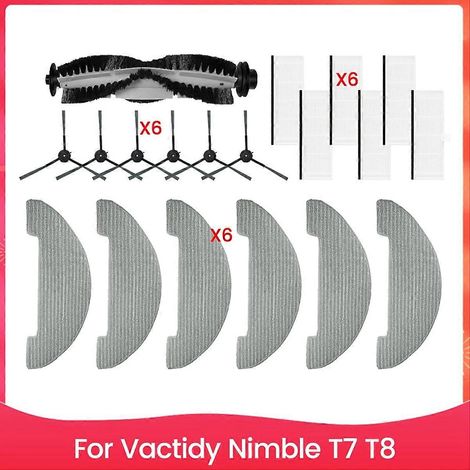 Ersatzteile für den Saugroboter Vactidy Nimble T7 T8: Hauptbürste, Seitenbürsten und Filter. (1/5)