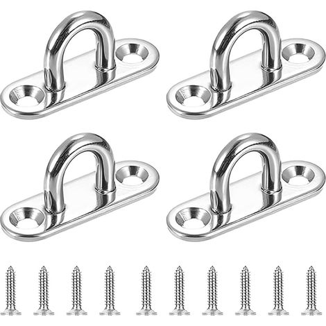 4 Pontets Inox + 10 Vis, Argent, 45Mm, Crochets Muraux Pour Fauteuil Suspendu (1/5)