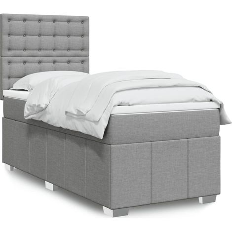 Boxspringbett mit Matratze Hellgrau 100x200 cm Stoff