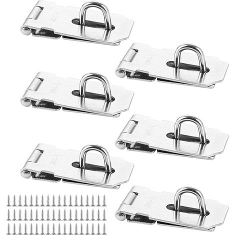 6pcs Loquet de Cadenas Agrafe, Cadenas Fermoir 3 Pouces en Acier Inoxydable, Porte Fermoir Verrou de Porte avec Vis pour Jardin, Portes, Armoires, Argent (1/5)