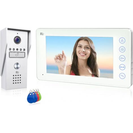 KIT VIDEOCITOFONO MONOFAMILIARE A 2 FILI MONITOR A COLORI 7" APERTURA ELETTROSERRATURA E CANCELLO CON RFID (1/5)