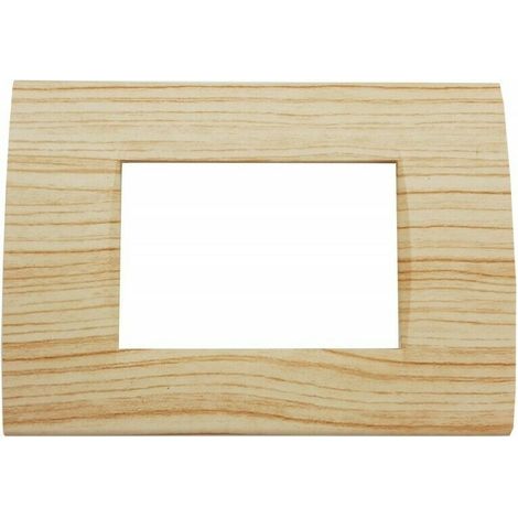PLACCA 3 POSTI LEGNO CHIARO ABETE COMPATIBILE BTICINO LIVING LIGHT