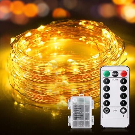 Guirlande LED 5M Blanc Chaud, 50 Lumières Féeriques Étanches IP65, 8 Modes, Piles, Déco Intérieur Extérieur Chambre Noël Mariage Jardin Maison - 1 Pièce (1/5)