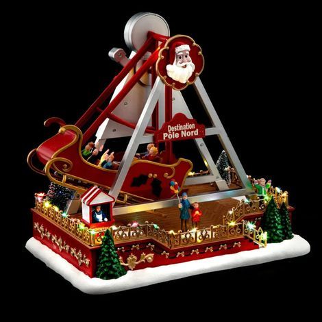 Fééric Lights And Christmas – Village de Noël traineau du Père Noël animé – 41 LED multicolores – Dimensions L. 31,5 x P. 22,5 x H. 33 cm – Poids 1,16 kg (1/5)