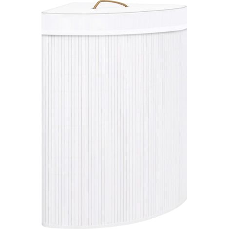 Panier à linge d'angle Bambou Blanc 60 L (1/5)