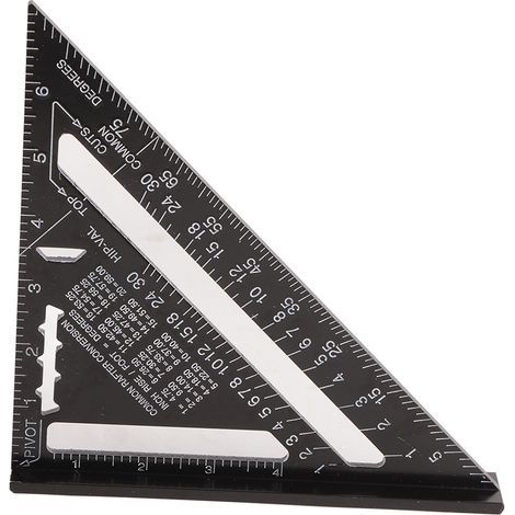 Dreieckiger Aluminium-Holzbearbeitungslineal, rechtwinkliger Winkelmesser und Geodreieck 0-7 Zoll 90° (1/5)