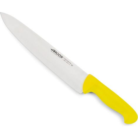 Cuchillo de cocinero Arcos Colour - Prof  292300 de acero inoxidable Nitrum y mango ergonómico de Polipropileno de color amarillo y hoja de 30 cm, funda display (1/5)
