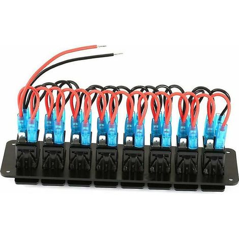 8 Gang Panneau d'Interrupteurs à Bascule Marin, 12V/24V Panneau de Commande LED Étanche pour Camping-car Camion Bateau (1/5)
