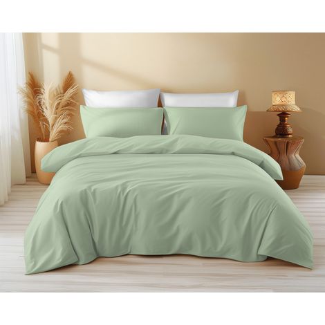 Copripiumino in Cotone Tinta Unita Verde - Tempo di Dormire, 100% Puro Cotone, Morbido, Traspirante, Made in Italy Cm. 200x200