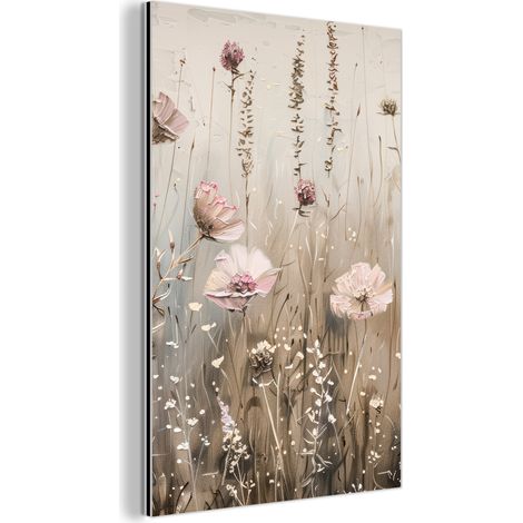 TABLEAU EN MÉTAL Fleurs - Rose - Moderne - Beige Décoration Chambre 40x60 (1/5)