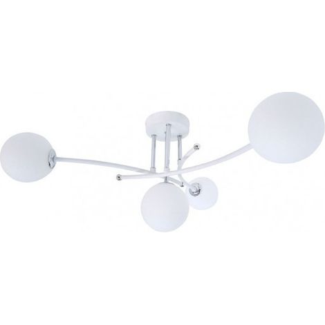 Lampadario Havana 4 luci Bianco/cromo con paralumi sferici Fabrilamp (1/5)