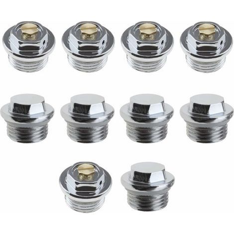 10pcs 1/2 Pouce Radiateur Manuel Purge d'air Vannes et 5pcs Bouchons d'obturation avec Connexion de Filetage Joint Torique Scellé (1/5)