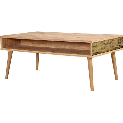 Table basse en bois clair originale avec niche Kiza 729 (1/3)
