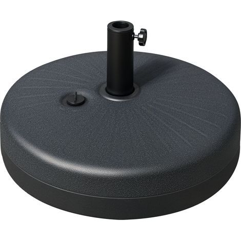 Pied de parasol rond 22 kg, support de parasol, poids pour parasol, compatible avec les parasols à tube de 38/48 mm de diamètre, pour balcon, terrasse, jardin, noir (1/5)