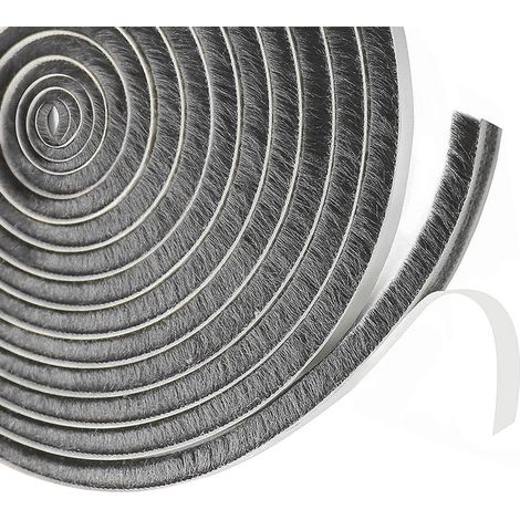 Guarnizione a spazzola per porta scorrevole, 2 pezzi x 9 mm (L) x 15 mm (P) x 6 m (L) Guarnizione per finestra per porte insonorizzate, persiana isolante per larghezze di guarnizione da 7 mm a 13 mm (1/5)