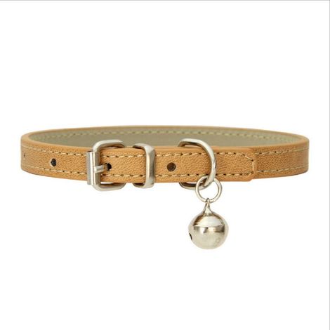 Collier ajustable en cuir à la mode avec grelots pour chatons (kaki)