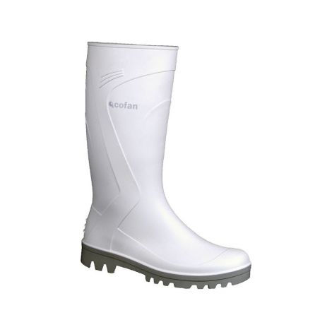 Bota de Agua caña Alta Fabricada en PVC Color Blanco y Suela Antideslizante 37 Blanco