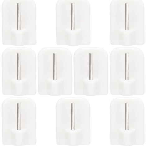 Paquete de 10 ganchos adhesivos para cortinas, no requieren taladrar, para colgar llaves, redes, barras de cortina y cortinas (blanco). (1/5)