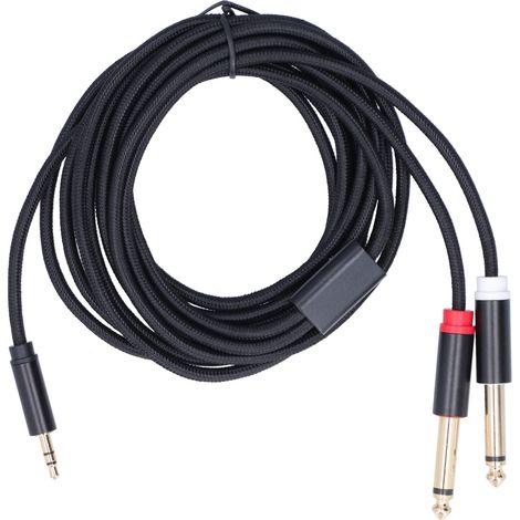 Câble adaptateur audio 3.5mm mâle vers double 6.35mm pour enceintes, tressé en coton, 3m (1/5)