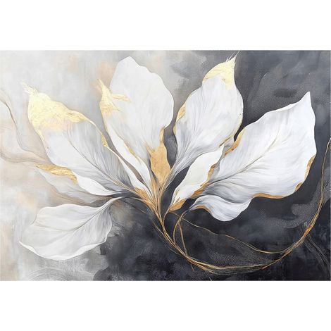 Papier peint panoramique feuilles béton doré loft intissé 200x140 cm mural salon chambre déco murale (1/5)