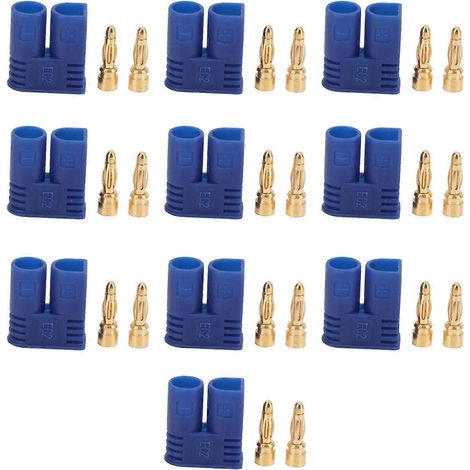 13.020 EC2 Fiches bananes plaquées or 2 mm (mâle) avec boîtier de protection pour remplacement de batterie RC (1/4)