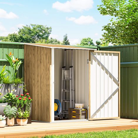 Caseta de Jardín Metálica 0,92 m² 100x103x160 cm con 1 Puerta y Cerradura para Almacenamiento Herramientas Marrón Claro (1/5)