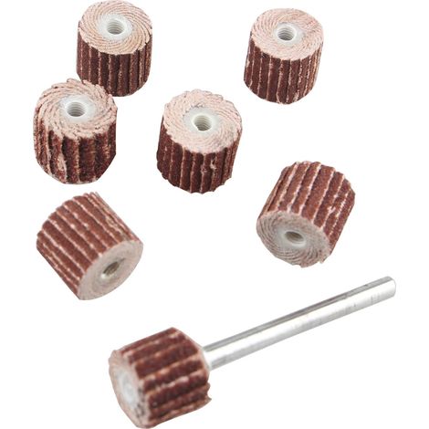 Lot de 7 têtes de meulage de 10 mm en papier abrasif, pour outils rotatifs, grain 80, 120, 180, 240, 320, 400, 600 avec tige de mandrin de 3 mm (1/5)