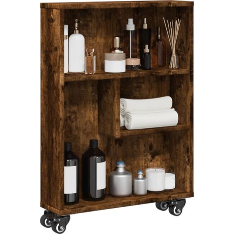 Aufbewahrungswagen Schmal Räuchereiche 48x13x68cm Holzwerkstoff