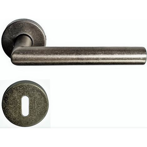 Coppia di maniglie a rosa in acciaio inossidabile 304 "ANTIK SILVER"  +1 Coppia di rose con foro per la chiave